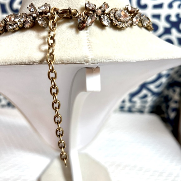 Designer J. Crew Gold-Tone Rhinestone Lobster Clasp Statement Necklace - Picture 5 of 6
